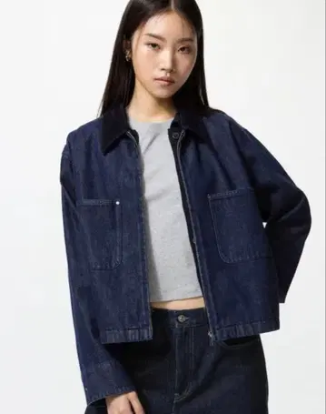 유니클로 집업 숏 자켓 네이비 S