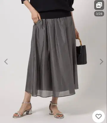 미사용 새상품 ] 그린 라벨 릴랙싱 시어 개더 스커트 다크 그레이