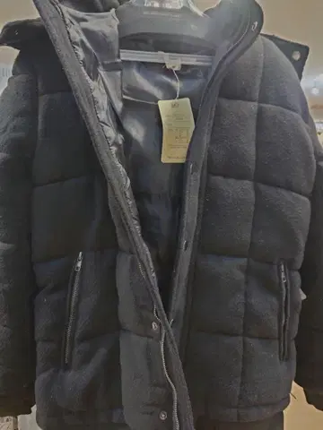 택 포함 새상품 블랙 다운 믹스 코트