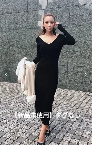 eimy istoire V 리브 니트 원피스