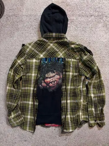 Graphic hooded shirt y2k grunge