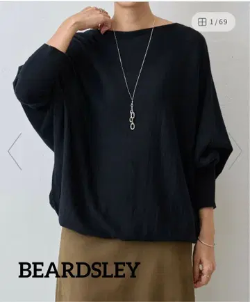 BEARDSLEY 블랙 돌먼 슬리브 니트