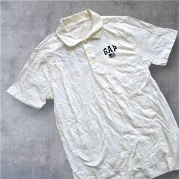 [GAP] S 화이트 피케 셔츠 반팔 1969 로고 빈티지