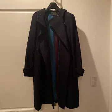 폴스미스 네이비 후드 부착 롱 코트