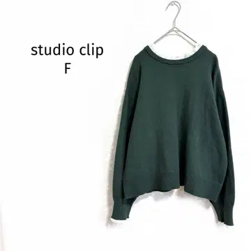 스튜디오 클립 니트 스웨터 레이어드 스타일 디자인 그린 루즈핏