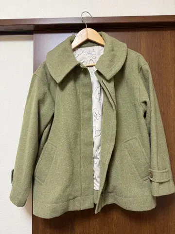 올리브 그린 울 피 코트