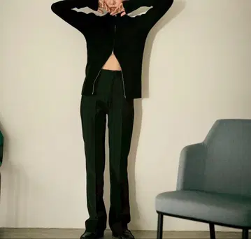 SeaRoomLynn W Zip 하이넥 RIB 니트탑