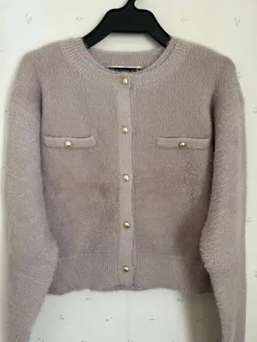 핑크 가디건 슬리브리스 세트 M