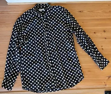 SOE 소이 긴팔 도트 셔츠 폴카 도트 블랙 화이트