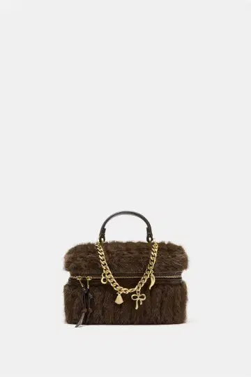 ZARA 인조 모피 하드 클러치백