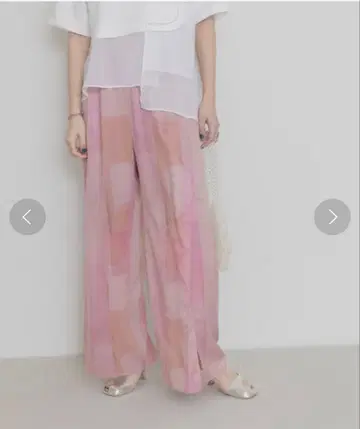 에이미 로우 수채화 pt 턱 슬릿 팬츠 수채화 패턴 프린트 팬츠