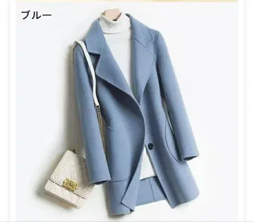 여성용 하프 코트 M 라이트 블루