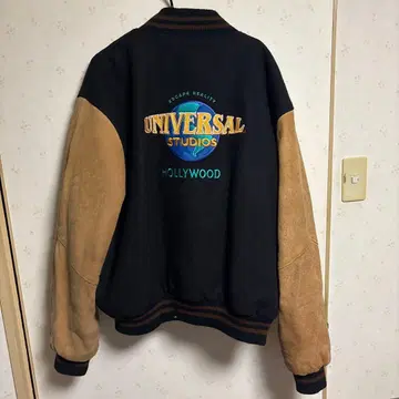 UNIVERSAL STUDIOS 바시티 자켓 블랙 브라운