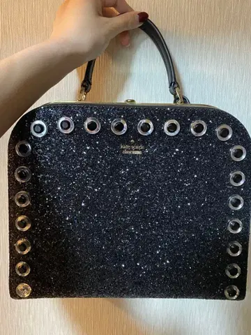 케이트 스페이드 블랙 글리터 핸드백