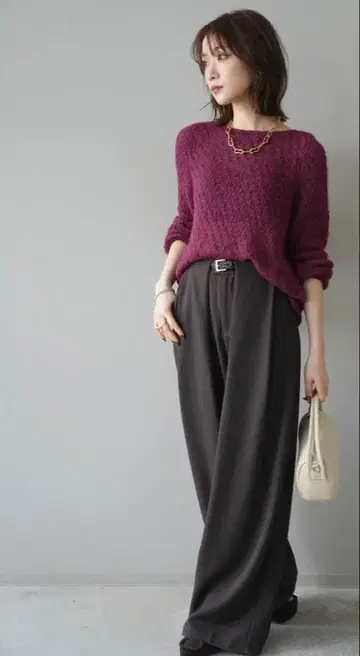 [ Lumier ] 이소재 믹스 얀 니트 풀오버 버건디