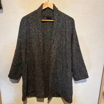 MITTAN 실크 네프 롱 코트 네이비 모헤어 그레이