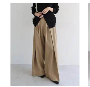 [ andme ] 트윌 턱 치노 와이드 팬츠 M