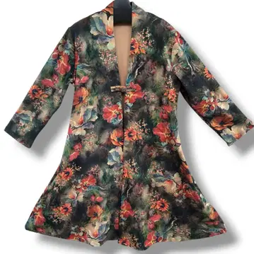 기모노 가운 롱 자켓 가디건 프린트 일본풍 패턴 꽃무늬 골지에르풍