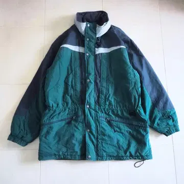 90s LLBean 충전솜 나일론 자켓 XL 그린 절개