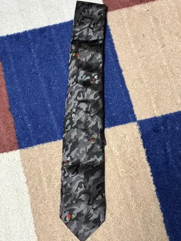 미키마우스 카모 패턴 실크 넥타이