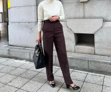 OHGA 하이웨스트 팬츠 OHGA 팬츠 브라운