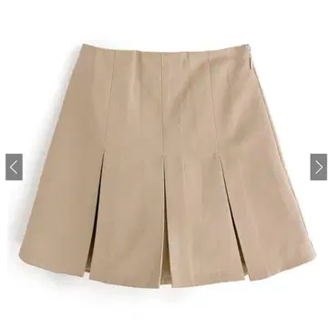 그레일 인팬트 안감 부착 박스 플리츠 미니 스커트 베이지
