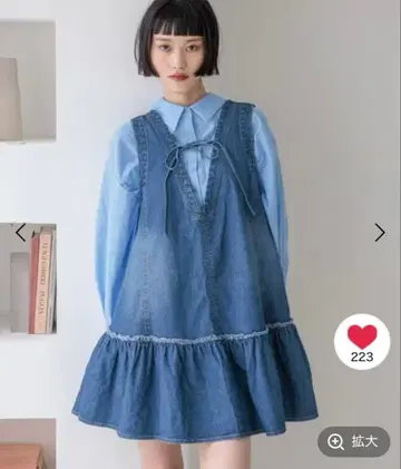 LOWRYSFARM 데님 미니 원피스 블루