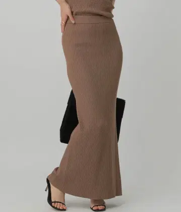 카오스 실크 네이비 니트 타이트 스커트