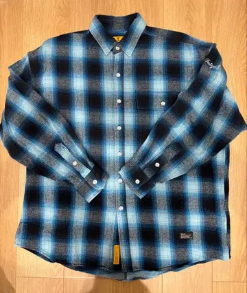 FAT BIGMAC 파랑 블랙 체크 플란넬 셔츠