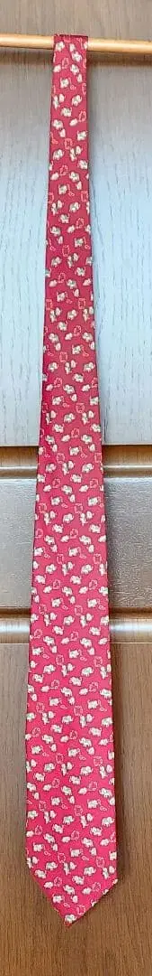 살바토레 페라가모 코끼리 패턴 빨간색 넥타이