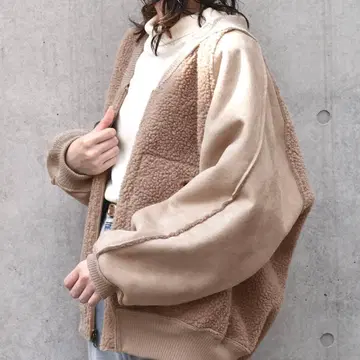 베이지 플리스 자켓 집업