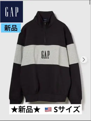 [ 새상품 ] GAP 로고 하프 지퍼 풀오버 블랙