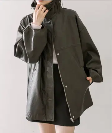 mystic 페이크 레더 자켓 브라운 사이즈 2