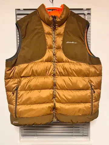 에디 바우어 다운 베스트 700FP 리버서블 카키/오렌지 XL