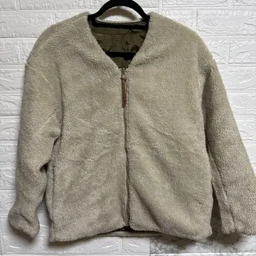 베이지 플리스 자켓 리버서블