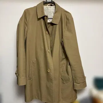 베이지 코튼 혼방 트렌치코트