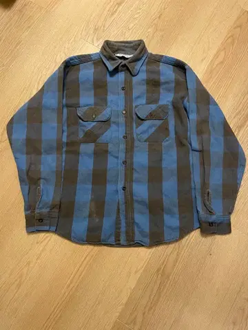 80's FIVE BROTHER 파랑 블랙 블록 체크 L 사이즈