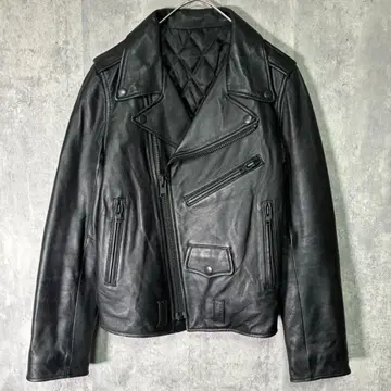 천연 가죽 더블 라이더 자켓 블랙 양가죽 매트 블랙