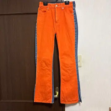 오렌지 블루 플레어 데님 팬츠