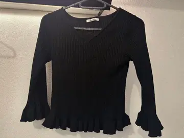 Free's Mart 블랙 리브 니트 오부소매