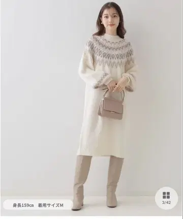 노르딕 무늬 니트 색 원피스