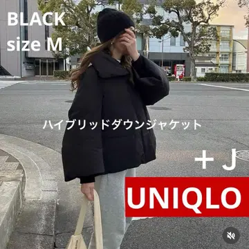 유니클로 UNIQLO+J 하이브리드 다운 자켓 블랙 M