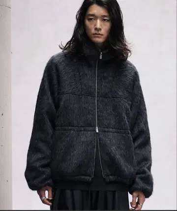 퍼 소재 집업 자켓 그레이(차콜)