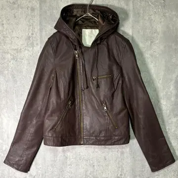 리얼 가죽 후드티 브라운 천연 가죽