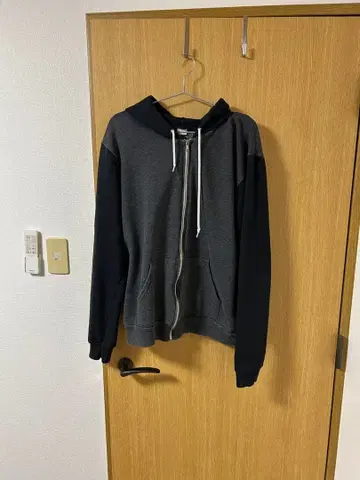 American Apparel 집업 후드티 그레이/블랙