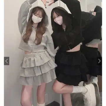 프릴 스커트 셋업 그레이