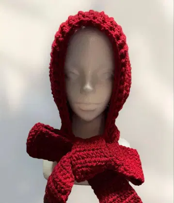 보닛 장미색 머플러 포함 니트 모자 리본