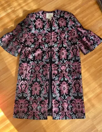 꽃무늬 롱 코트 블랙 핑크 그레이