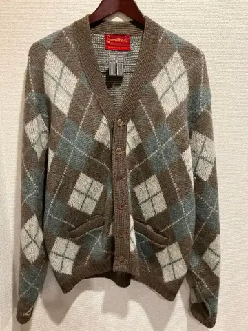 60년대 Jantzen 모헤어 가디건/아가일 무늬 포켓 부착 XL