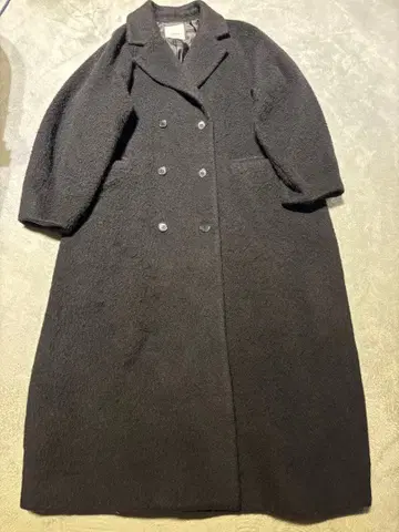 블랙 더블 브레스트 롱 코트